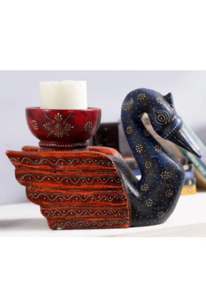 SWAN WOODEN CANDLE HOLDER SWAN WOODEN CANDLE HOLDER